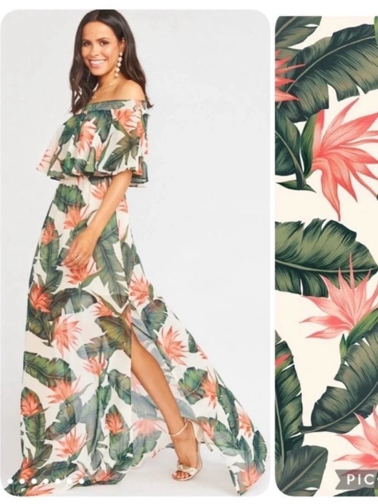 Show Me Your Mumu Hacienda Maxi Dress Off Shoulder Paradise Tropical Floral Xs